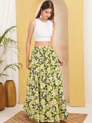 Buy Sangria FUZN Women Pure Cotton Cambric Floral Maxi A-Line