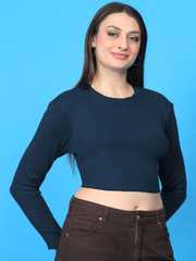 Buy T.T. Extended Sleeves Cotton Crop Top - Tops for Women