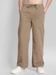 Buy Bene Kleed Men Brown Wide Leg Chino Trousers - Trousers for