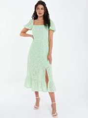 Buy QUIZ Self Design Square Neck Jacquard A-Line Midi Dress - Dresses for  Women 23736710 | Myntra