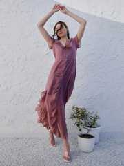 maxi silk dress long sleeve Shae Blue Satin Long Sleeve Maxi Dress - US 10 main image 1