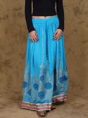 Buy Exotic India Embellished Printed Flared Maxi A-Line Skirt