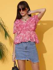 Buy SHEETAL Associates Floral Print Peplum Top - Tops for Women