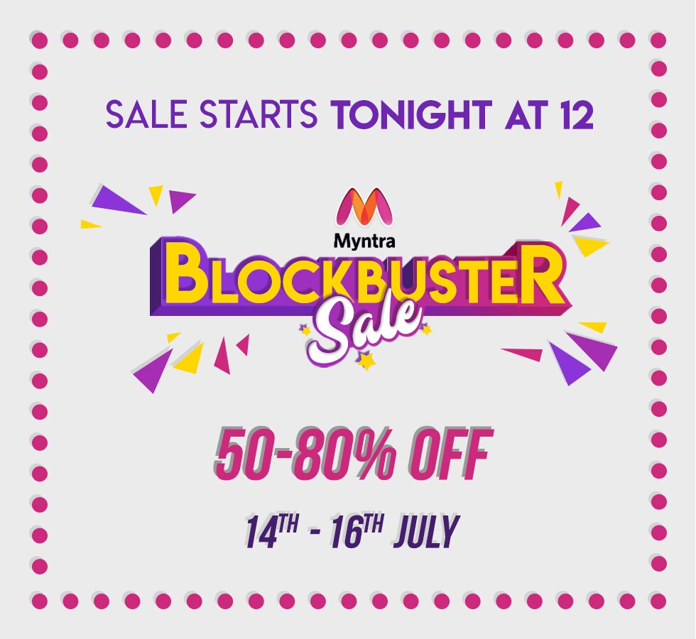 For 300/-(70% Off) Myntra Blockbuster Fashion Sale 14 to 16 July at Myntra